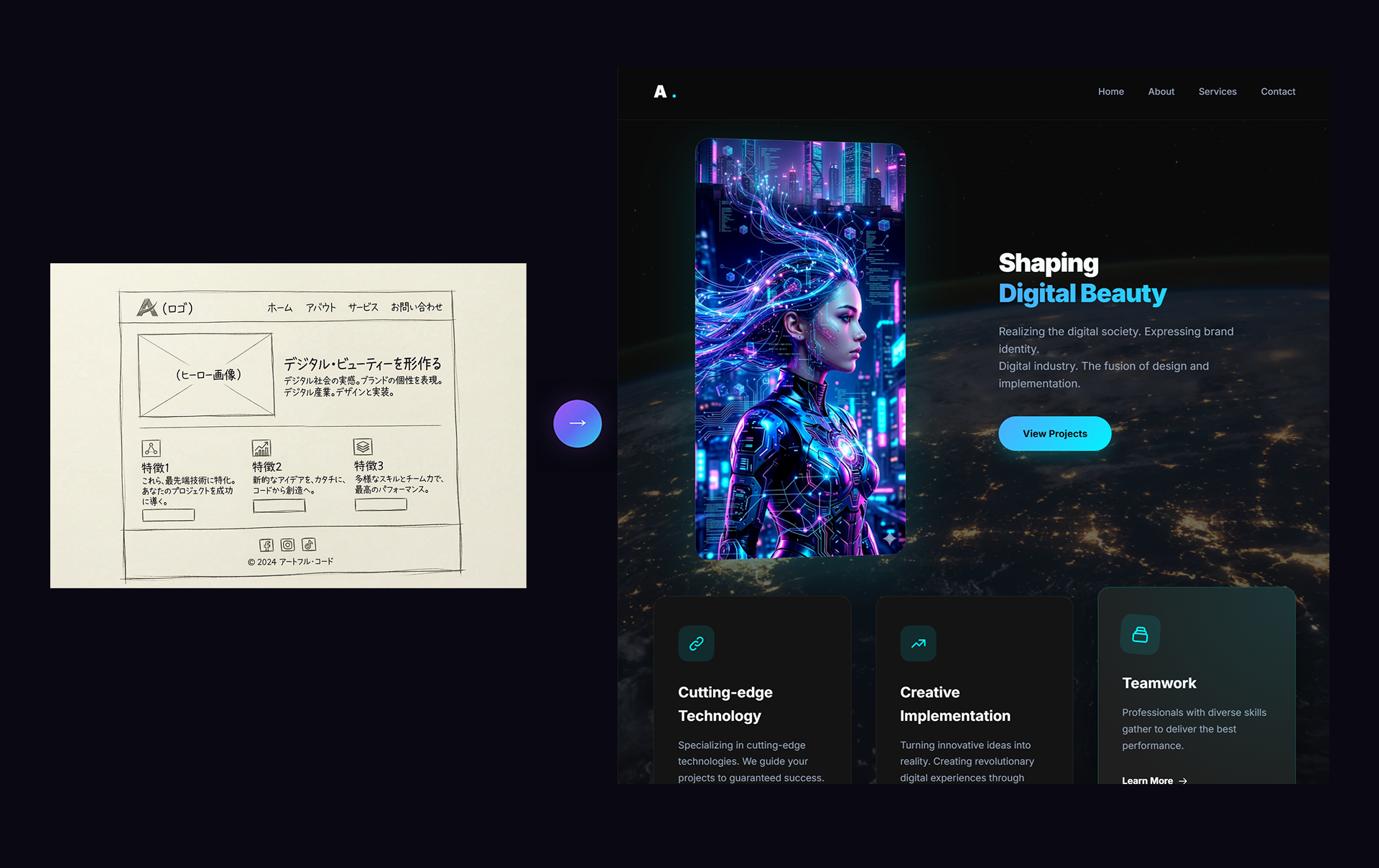 Convert wireframe sketch to HTML with AI